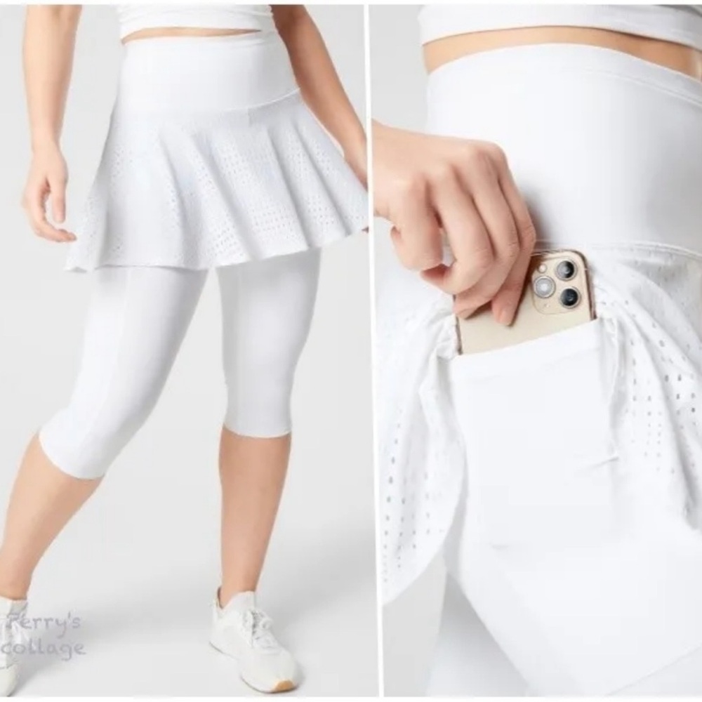 Athleta White A Game 2 In 1 Cropped Skirt